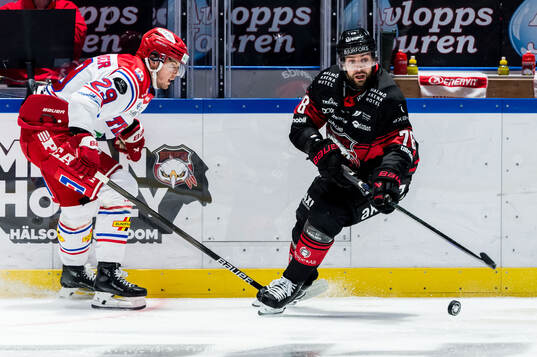 Timrås Filip Hållander och Malmö Redhawks Robin Hanzl