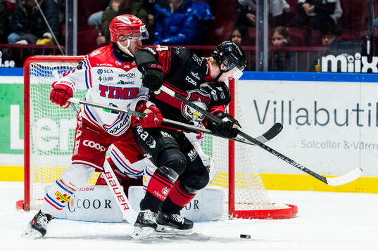 Timrås Linus Nässén och Malmö Redhawks Otto Stenberg