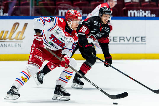 Timrås Anton Wedin och Malmö Redhawks Jakub Galvas