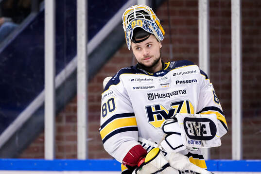 HV71s målvakt Frederik Dichow deppar