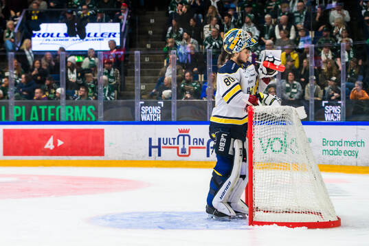 HV71s målvakt Frederik Dichow deppar