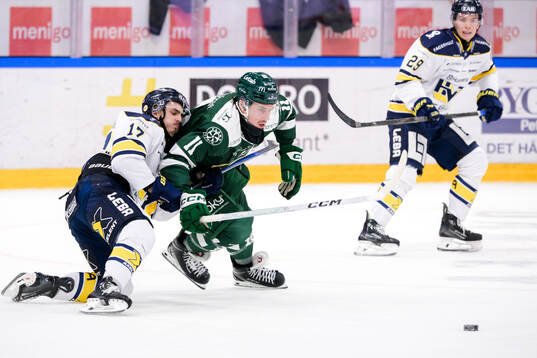 HV71s Isac Brännström och Färjestads Joakim Nygård