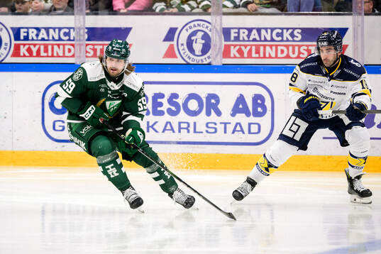Färjestads Linus Johansson och HV71s Joseph Laleggia