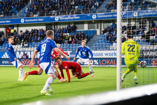 Felix Horn Myhre of Brann scores the 2-1 goal