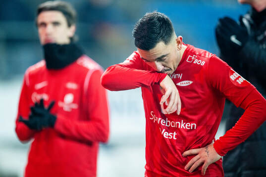 Niklas Castro of Brann looks dejected