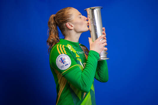 Goalkeeper Tove Evelina Enblom of Vålerenga poses for a