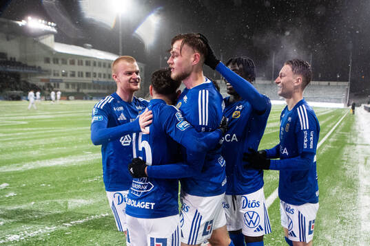 GIF Sundsvalls Ludvig Svanberg jublar med lagkamrater