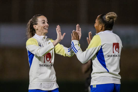 Kosovare Asllani and Madelen Janogy of the Swedish women's
