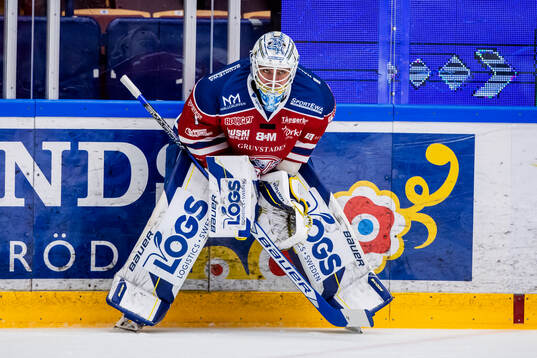 Leksands målvakt Marcus Gidlöf i Falu tröja