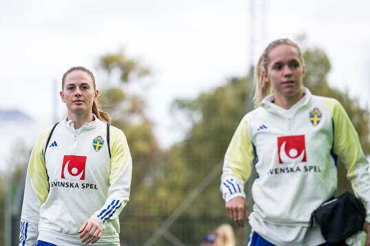 goalkeeper Tove Enblom and Hanna Lundkvist of the Swedish