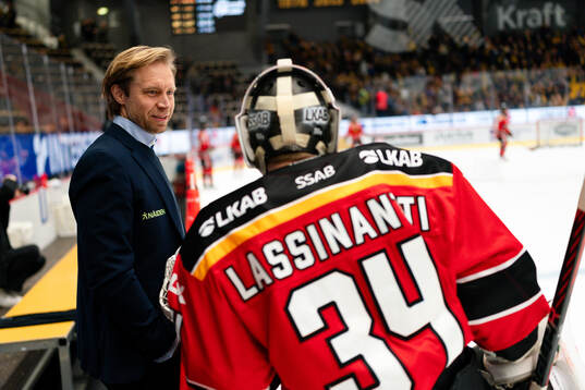 Luleås målvaktstränare Gusten Törnqvist och målvakt