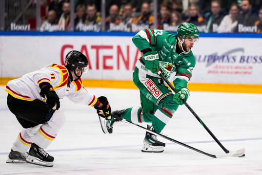 Rögles Josh Dickinson och Brynäs Jordan Schroeder