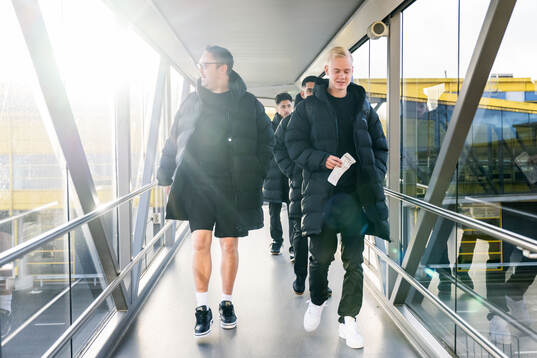 Equipment manager Daniel Möller and Otto Rosengren of