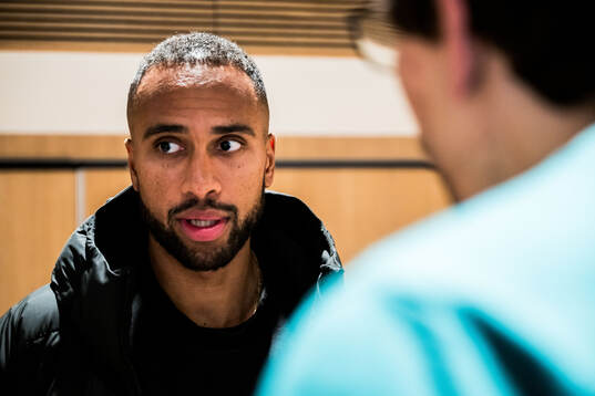 Isaac Kiese Thelin of Malmö FF is being interviewed
