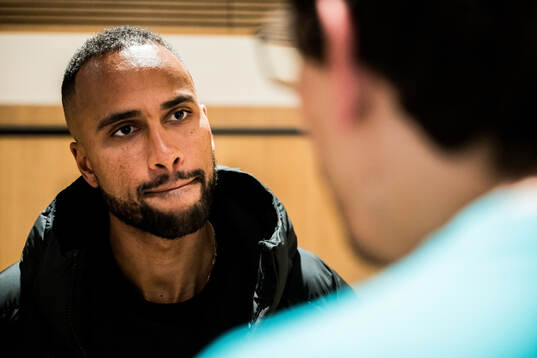 Isaac Kiese Thelin of Malmö FF is being interviewed