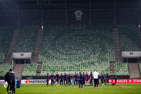 During a UEFA Europa League training session
