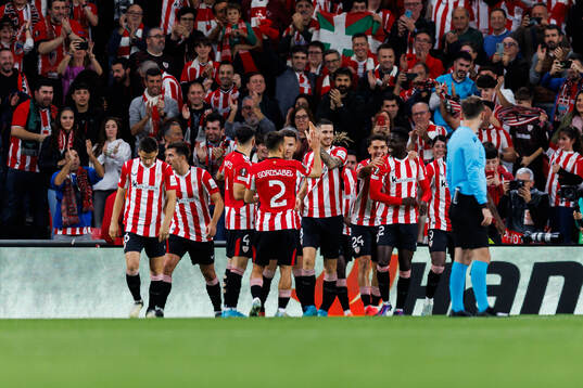 Players of Athletic Bilbao celebrate