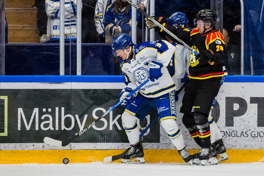 Leksands Patrik Zackrisson och Brynäs Johannes Kinnvall