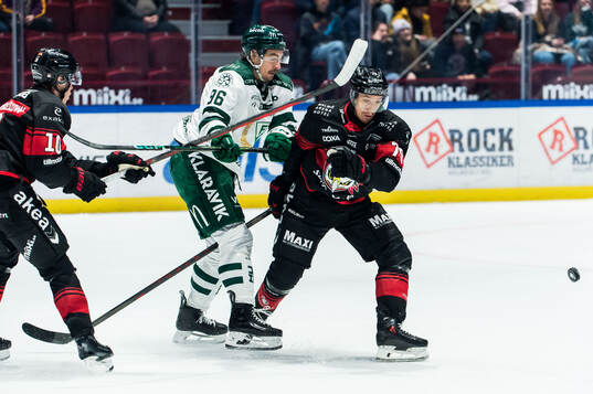 Färjestads David Tomasek och Malmö Redhawks Robin Hanzl
