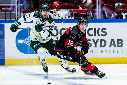 Malmö Redhawks Linus Öberg och Färjestads Marian Studenic