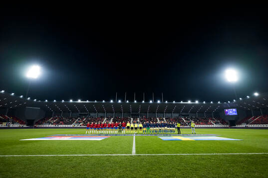 The players at line up had of the UEFA Women's Euro