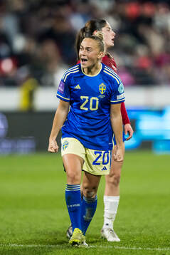Hanna Bennison of Sweden celebrating the 1-0 goal