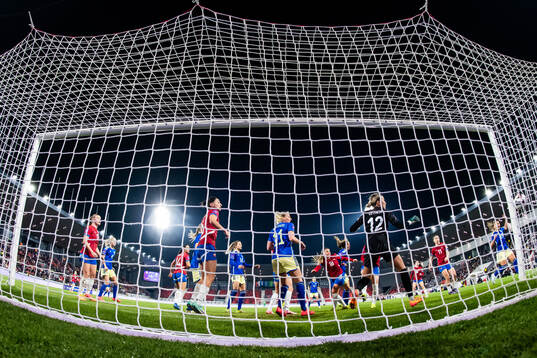 Rusul Rosa Kafaji of Sweden scores 0-2 behind goalkeeper