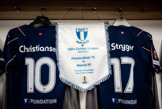 The pennant and the kits of Anders Christiansen and Jens