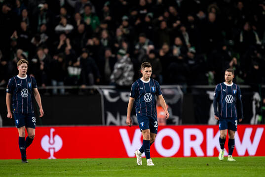 Lasse Berg Johnsen of Malmö FF looks dejected
