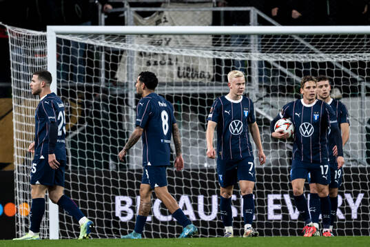 Sergio Pena, Otto Rosengren and Colin Rösler of Malmö FF