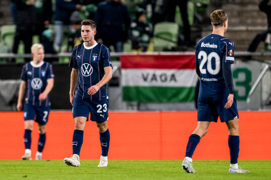Lasse Berg Johnsen of Malmö FF looks dejected