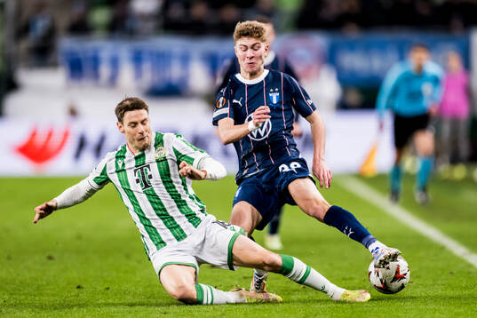 Kristoffer Zachariassen of Ferencvaros and Hugo Bolin of