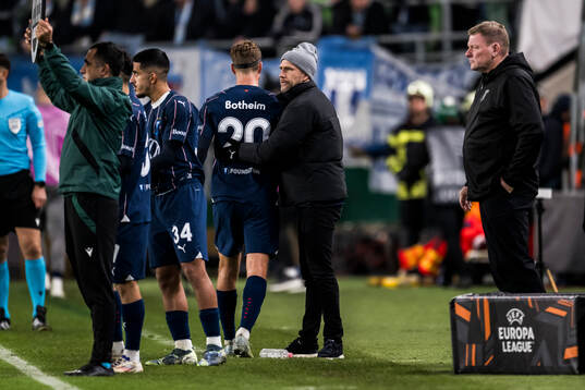 Head coach Henrik Rydström and Erik Botheim of Malmö FF