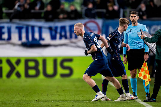 Daniel Gudjohnsen and Hugo Bolin of Malmö FF