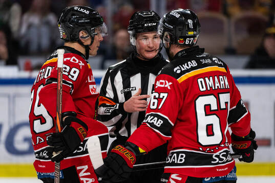Luleås Erik Gustafsson, domare Alexander Österberg och