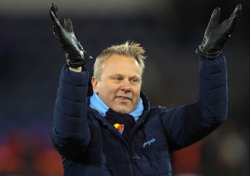 Manager Roberth Björknes of Djurgården celebrates