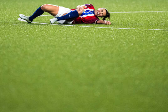 Ingrid Syrstad Engen of Norway with an injury