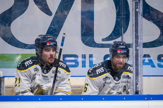 Södertäljes Nolan Stevens och Olli Vainio deppar i
