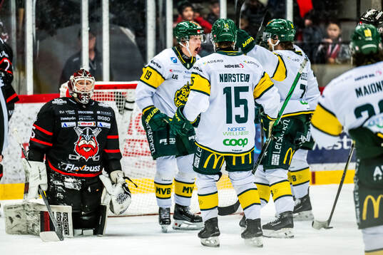 Björklövens spelare jublar