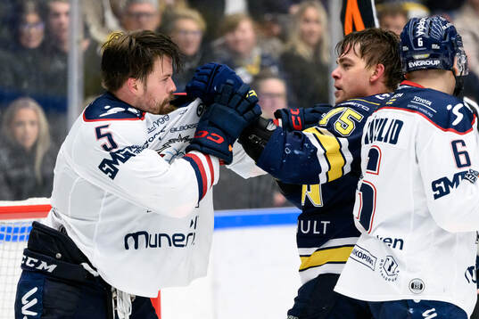 Linköpings Oscar Fantenberg och HV71s Radan Lenc