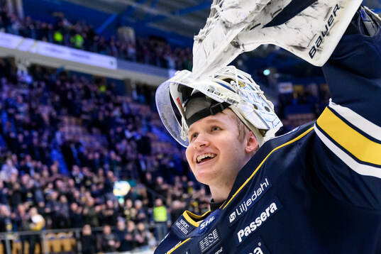 HV71s målvakt Olof Glifford jublar