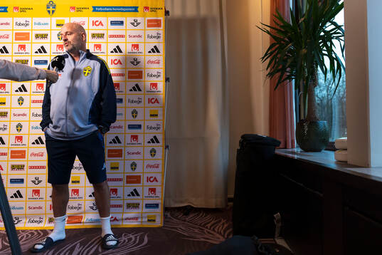Assistant coach Magnus Wikman of Sweden is interviewed by