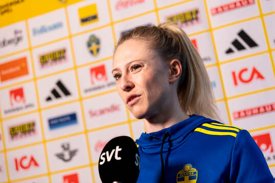 Rebecka Blomqvist of Sweden is interviewed by Swedish