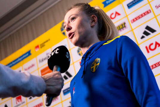 Rebecka Blomqvist of Sweden is interviewed by Swedish