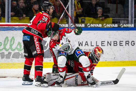 Luleås Pontus Själin och Frölundas Max Friberg