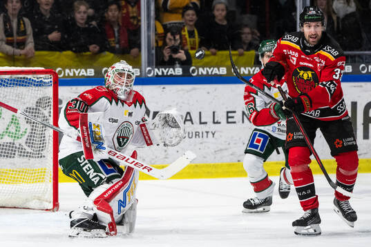 Frölundas målvakt Tobias Normann och Luleås Albin Lundin