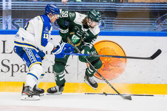 Leksands Axel Rindell och Färjestads Linus Johansson
