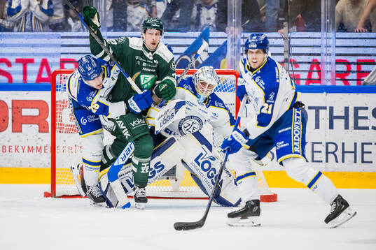 Leksands Patrik Norén och Färjestads Per Åslund och