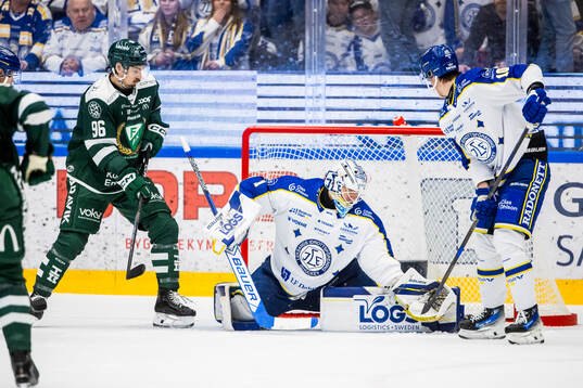 Leksands målvakt Marcus Gidlöf och Färjestads David
