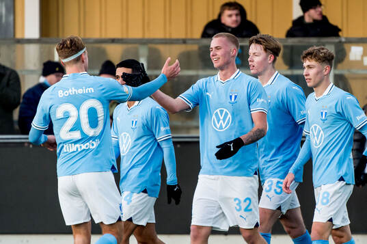 Malmö FFs Daniel Gudjohnsen jublar med lagkamrater